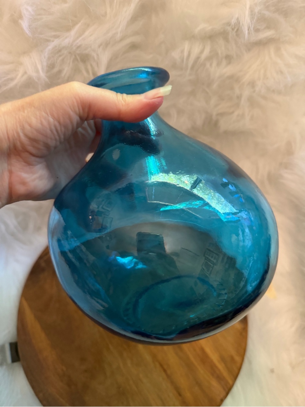 Handblown Blue Glass Decorative Vase - Home Accents - Picture 4 of 5